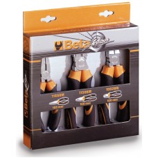 Beta Tools Set of 1 combination pliers, 1 long needle nose pliers and 1 diagonal cutting nippers